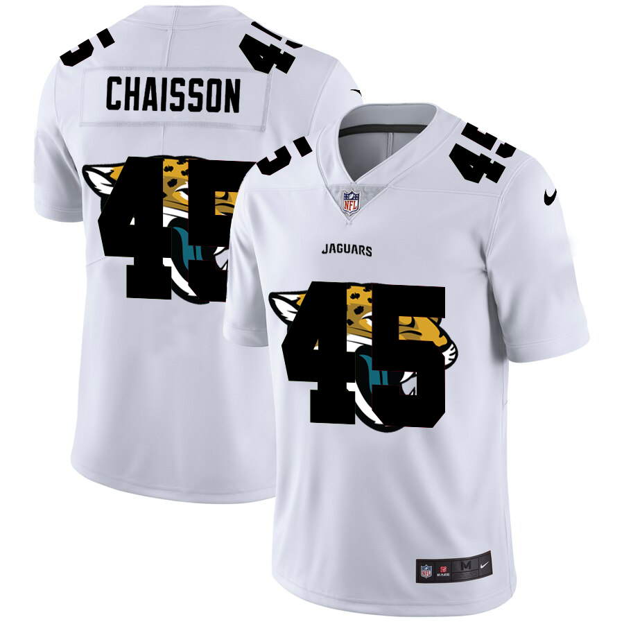Men Nike Jacksonville Jaguars #45 Chaisson White   Team Logo Dual Overlap Limited NFL Jersey->jacksonville jaguars->NFL Jersey